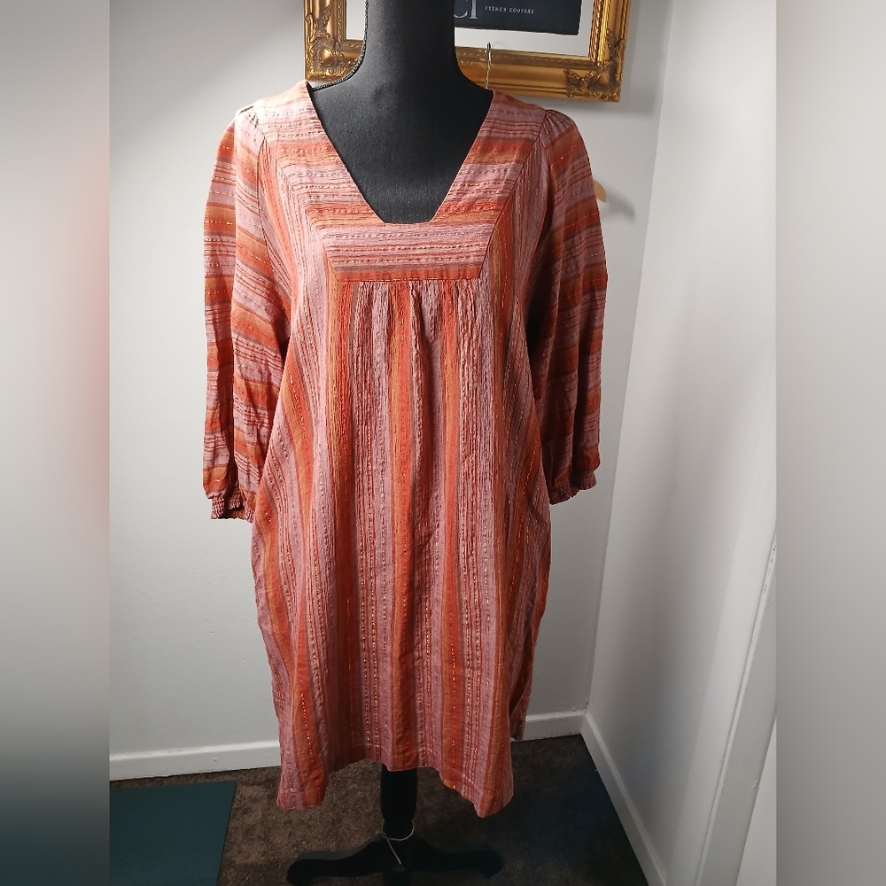 Garnet Hill Multicolor Striped Dress With Pockets